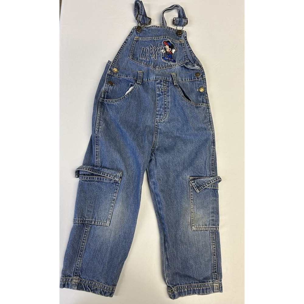 Vintage 90s Mickey Mouse Denim Overalls Size 4T